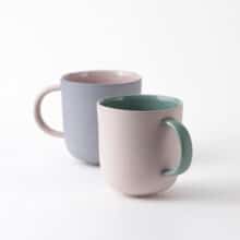 mug-pair-pink-sage-blueberry a pair of stylish mugs with matte surface