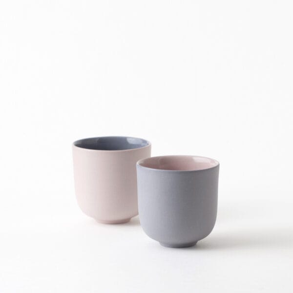 espresso-pair-blueberry-pink a pair of minimal espresso cups in pink and blueberry colors