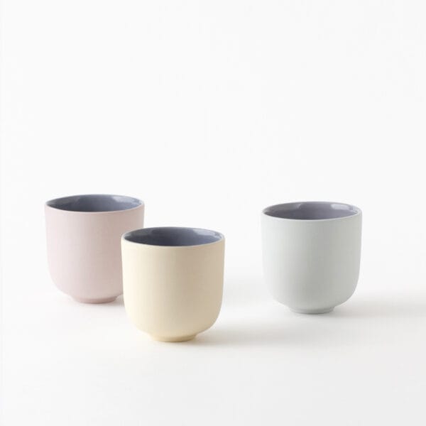 espresso-trio-pink-yellow-blue-blueberry three espresso cups minimal