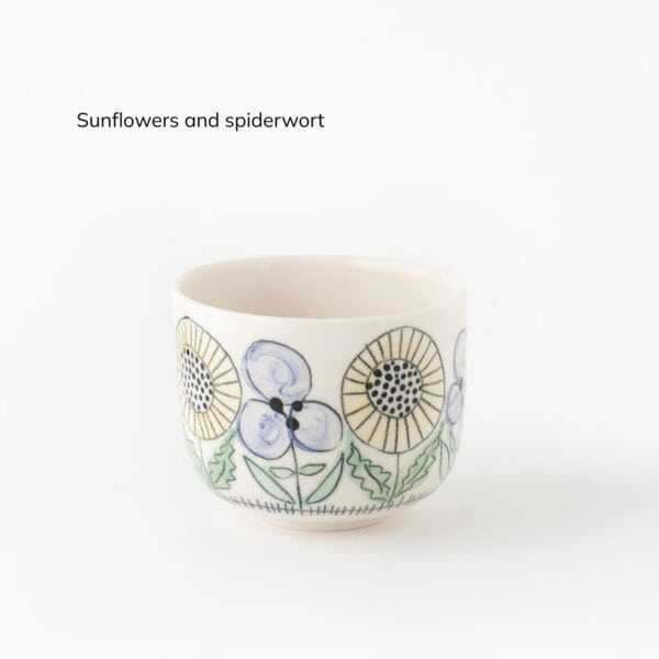 Swedish-Summer-color-sunflower-spiderwort medium size porcelain cup