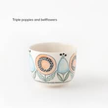 Swedish-Summer-color-triple-poppy-bell porcelain cup with flowers