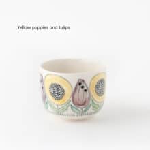 Swedish-Summer-color-yellow-poppy-tulip porcelain cup with floral decor