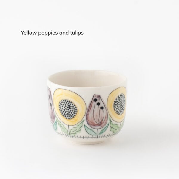 Swedish-Summer-color-yellow-poppy-tulip porcelain cup with floral decor