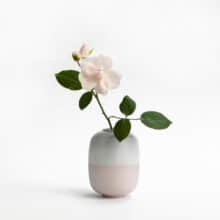duo-blue-dustypink-with-rose small ceramic vase