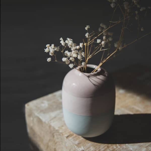 duo-dustypink-blue-with-whites small vase in low key
