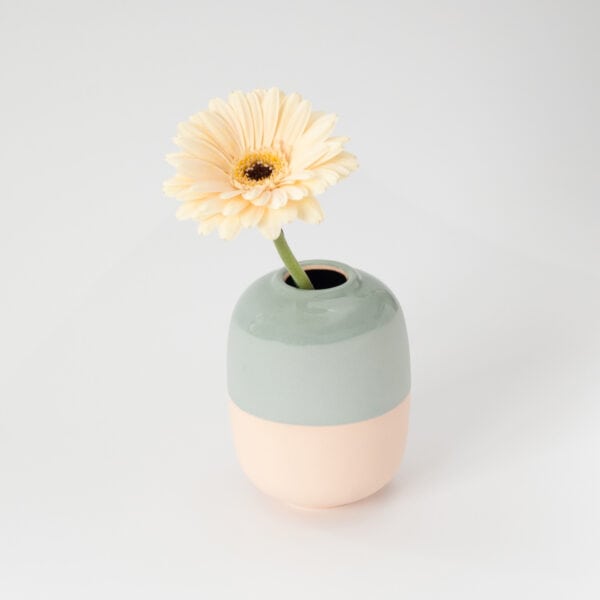 duo-sage-apricot-with-chrys small ceramic vase