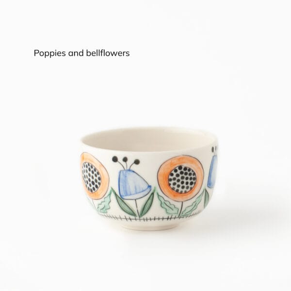 Swedish-summer-mini-poppies-bellflowers small cup with poppy pattern